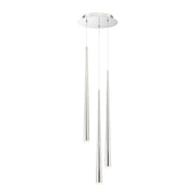 Cascade 12" 3-Light LED Pendant, Polished Nickel Finish, Etched Cap - Bees Lighting