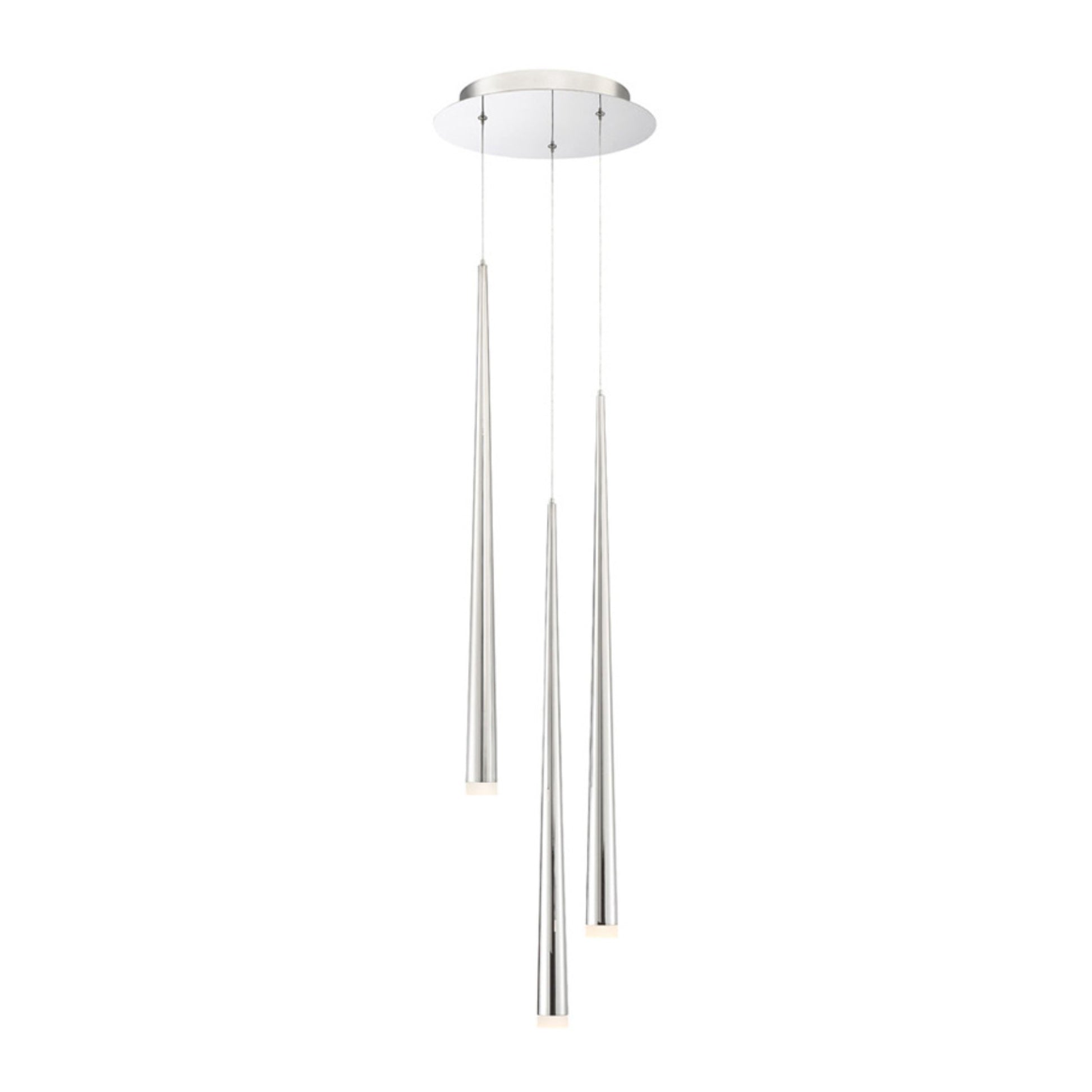 Cascade 12" 3-Light LED Pendant, Polished Nickel Finish, Etched Cap - Bees Lighting