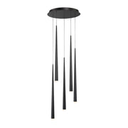 Cascade 17" 5-Light LED Pendant, Black Finish, Etched Cap - Bees Lighting