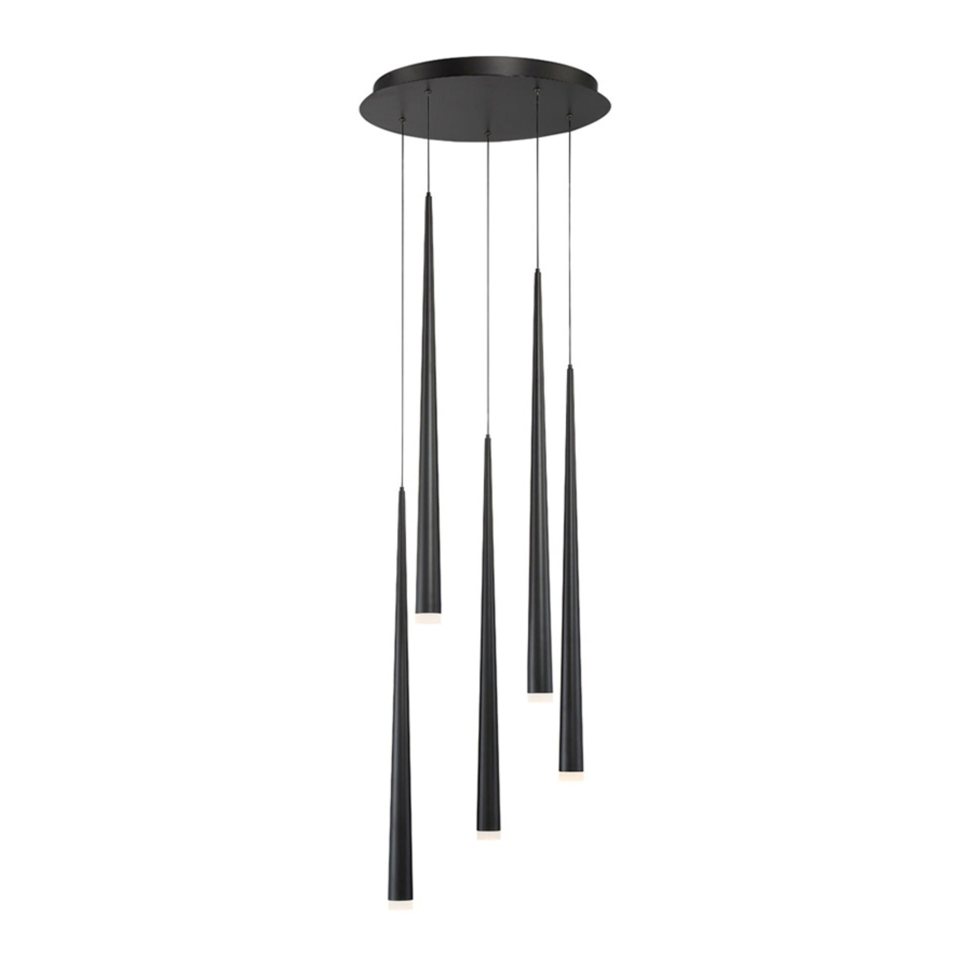 Cascade 17" 5-Light LED Pendant, Black Finish, Etched Cap - Bees Lighting