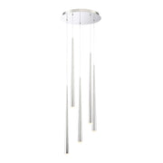 Cascade 17" 5-Light LED Pendant, Polished Nickel Finish, Etched Cap - Bees Lighting