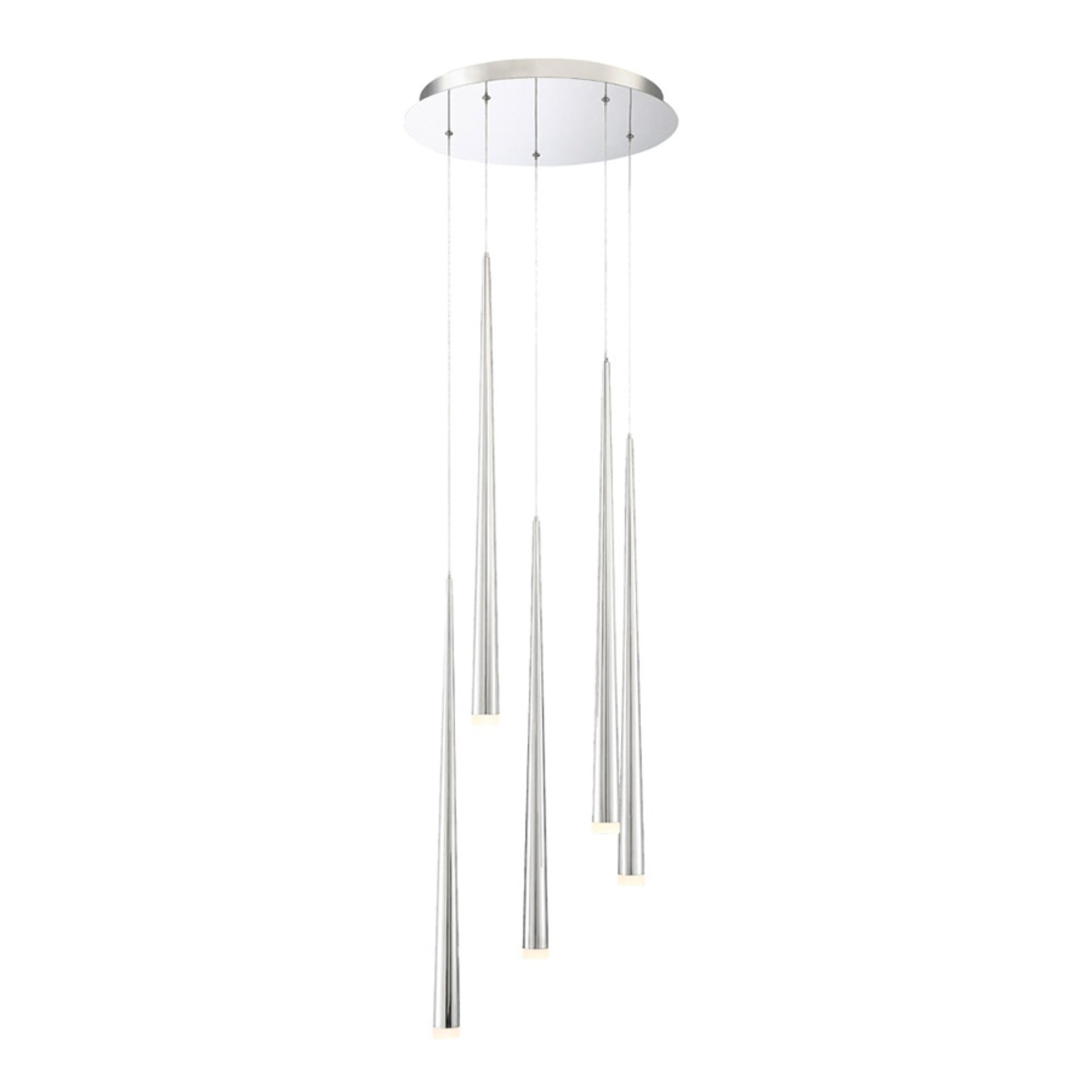 Cascade 17" 5-Light LED Pendant, Polished Nickel Finish, Etched Cap - Bees Lighting