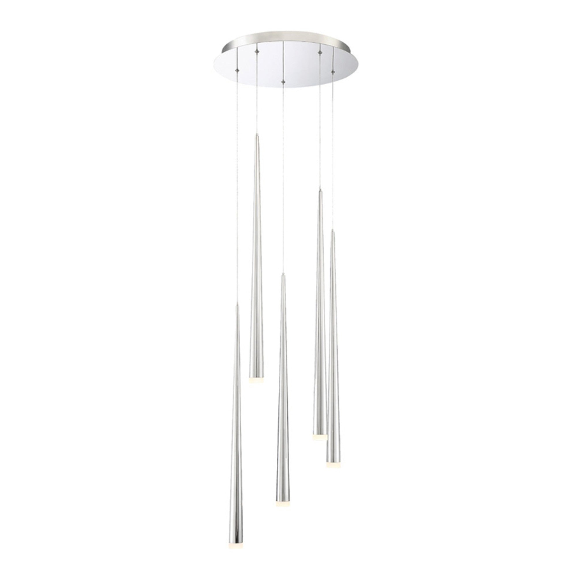 Cascade 17" 5-Light LED Pendant, Polished Nickel Finish, Etched Cap - Bees Lighting