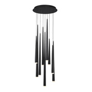 Cascade 17" 9-Light LED Pendant, Black Finish, Etched Cap - Bees Lighting