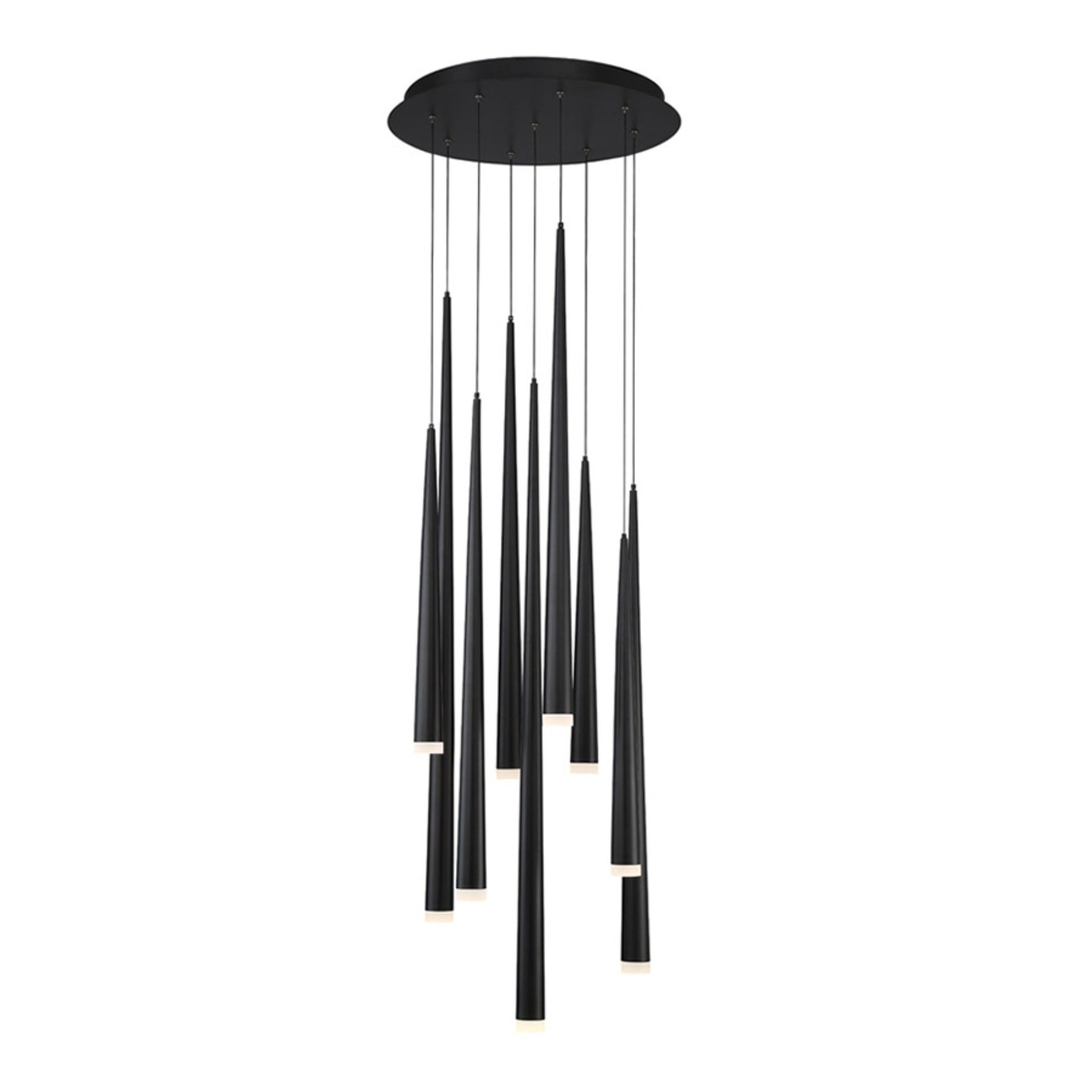 Cascade 17" 9-Light LED Pendant, Black Finish, Etched Cap - Bees Lighting