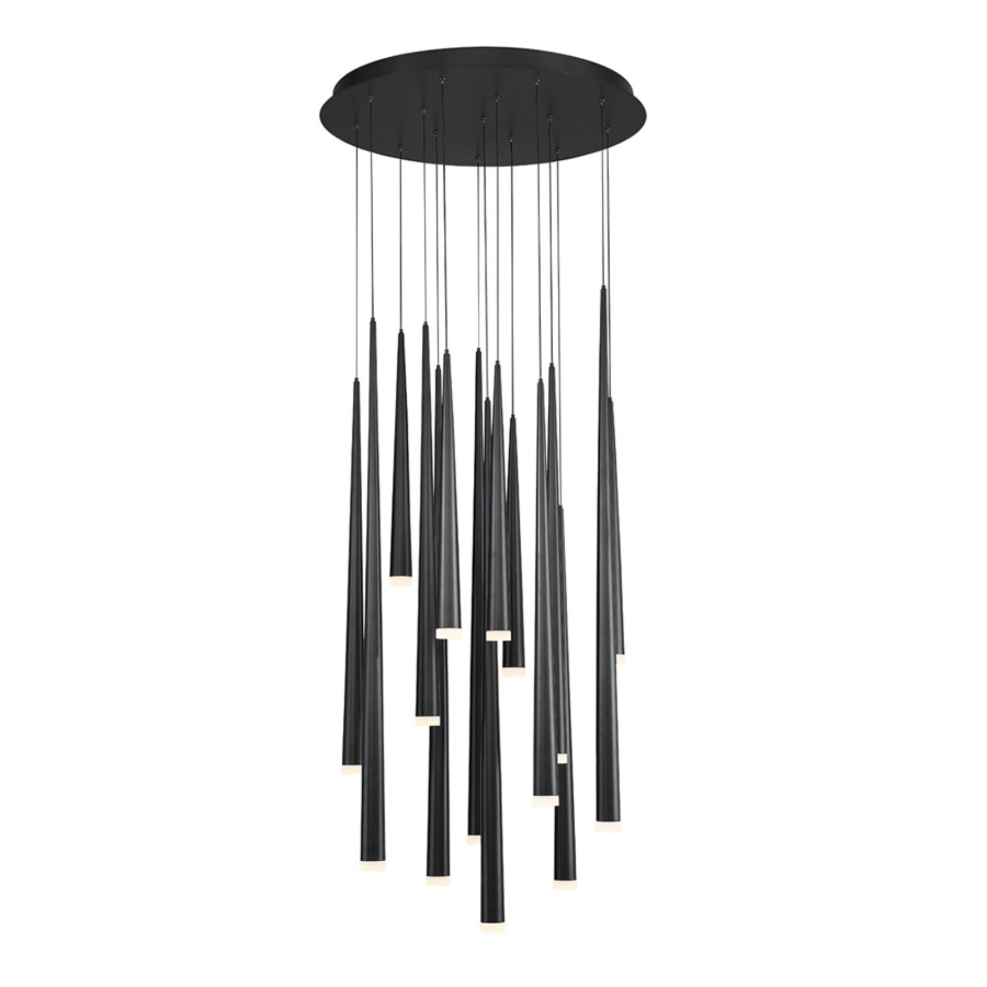 Cascade 23" 15-Light LED Pendant, Black Finish, Etched Cap - Bees Lighting