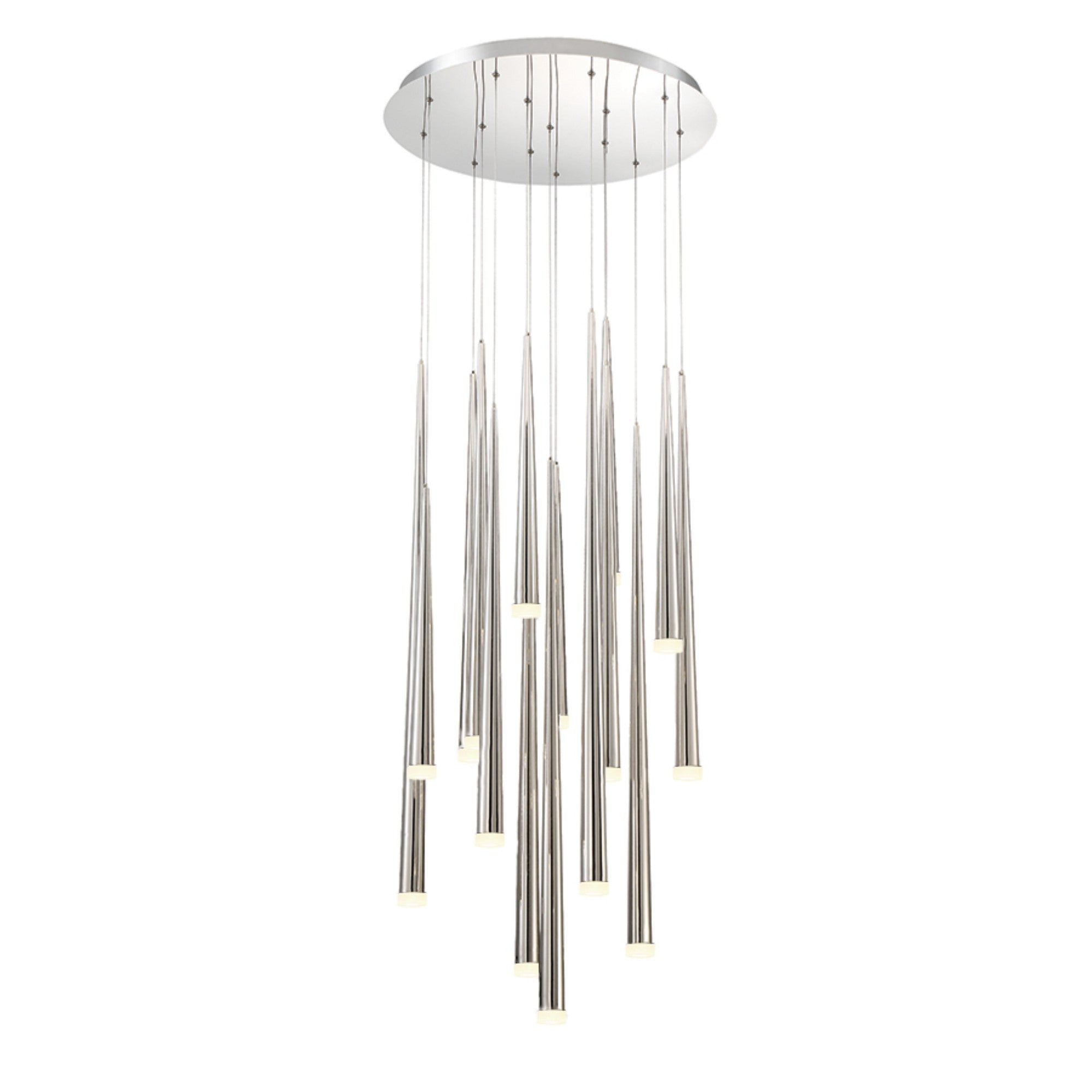 Cascade 23" 15-Light LED Pendant, Polished Nickel Finish, Etched Cap - Bees Lighting