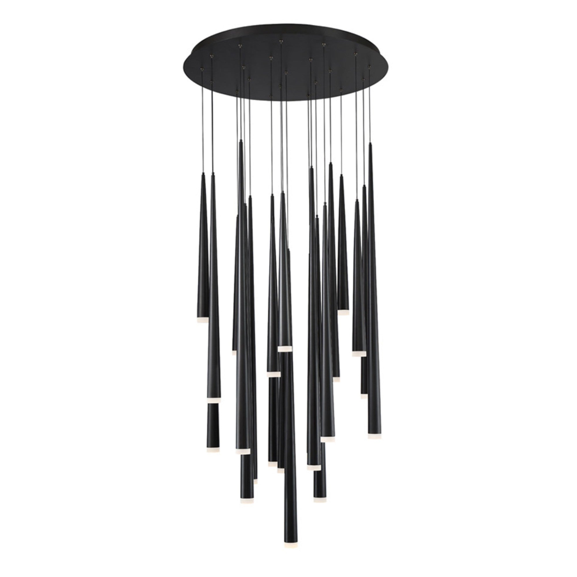 Cascade 26" 21-Light LED Pendant, Black Finish, Etched Cap - Bees Lighting