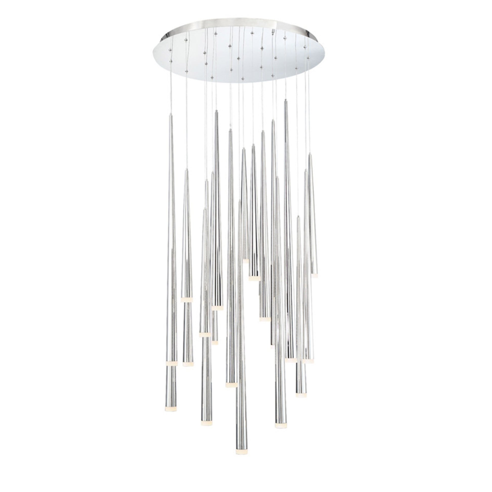 Cascade 26" 21-Light LED Pendant, Polished Nickel Finish, Etched Cap - Bees Lighting