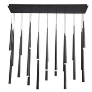 Cascade 40" 14-Light LED Pendant, Black Finish, Etched Cap - Bees Lighting