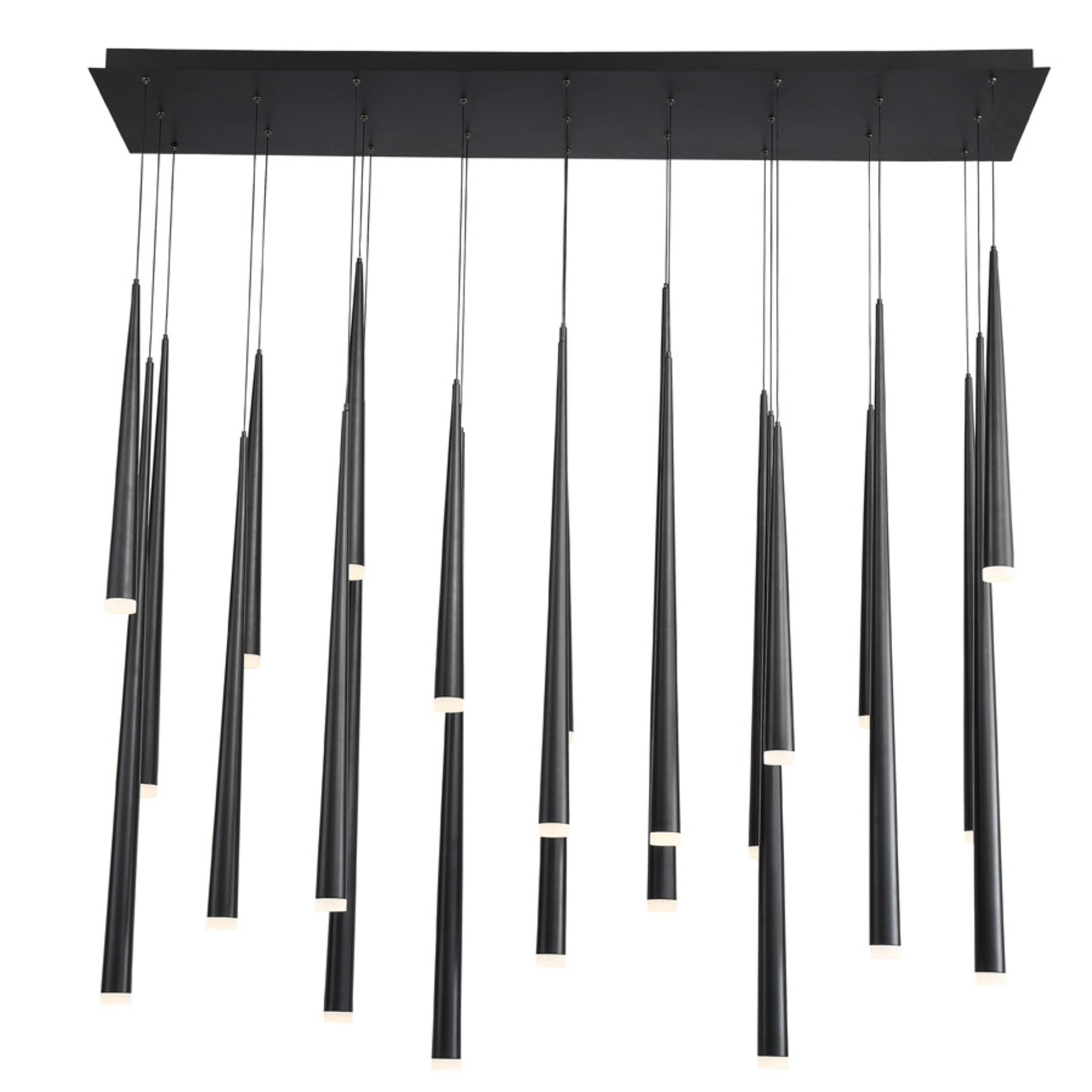Cascade 40" 14-Light LED Pendant, Black Finish, Etched Cap - Bees Lighting