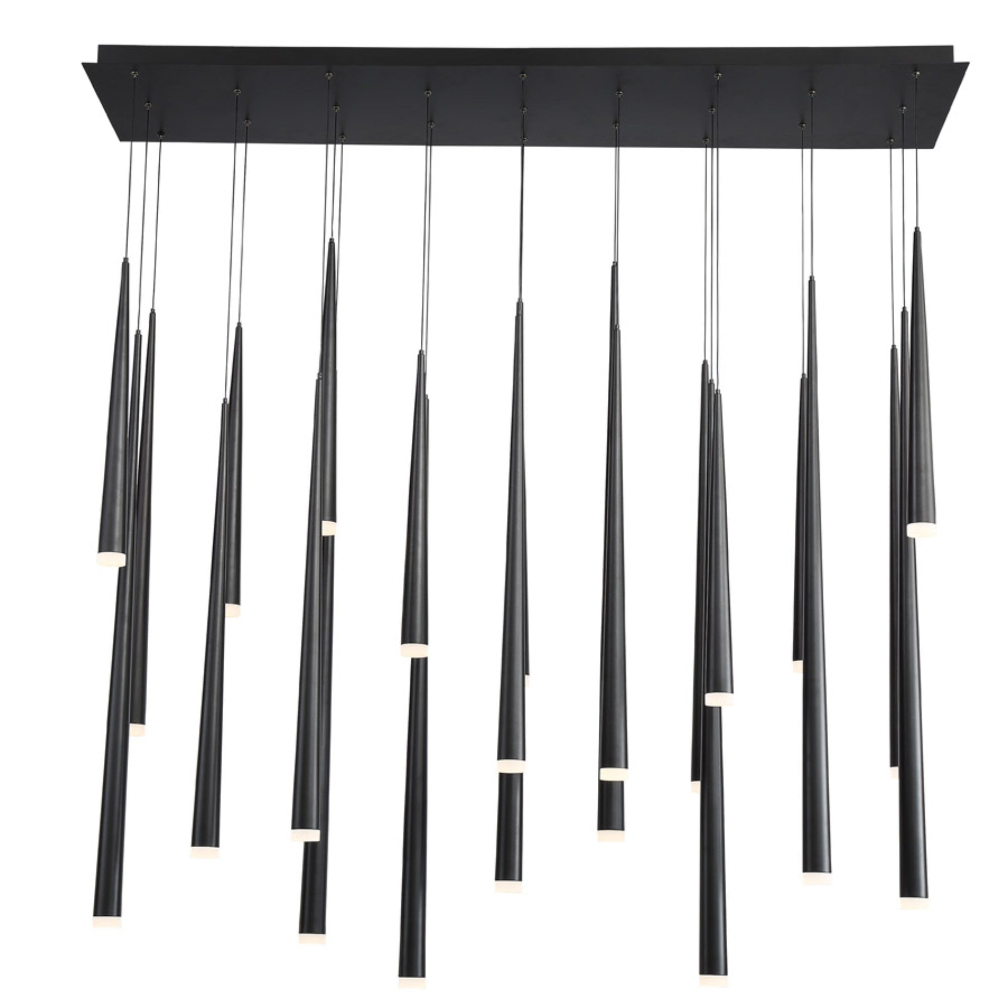 Cascade 40" 14-Light LED Pendant, Black Finish, Etched Cap - Bees Lighting