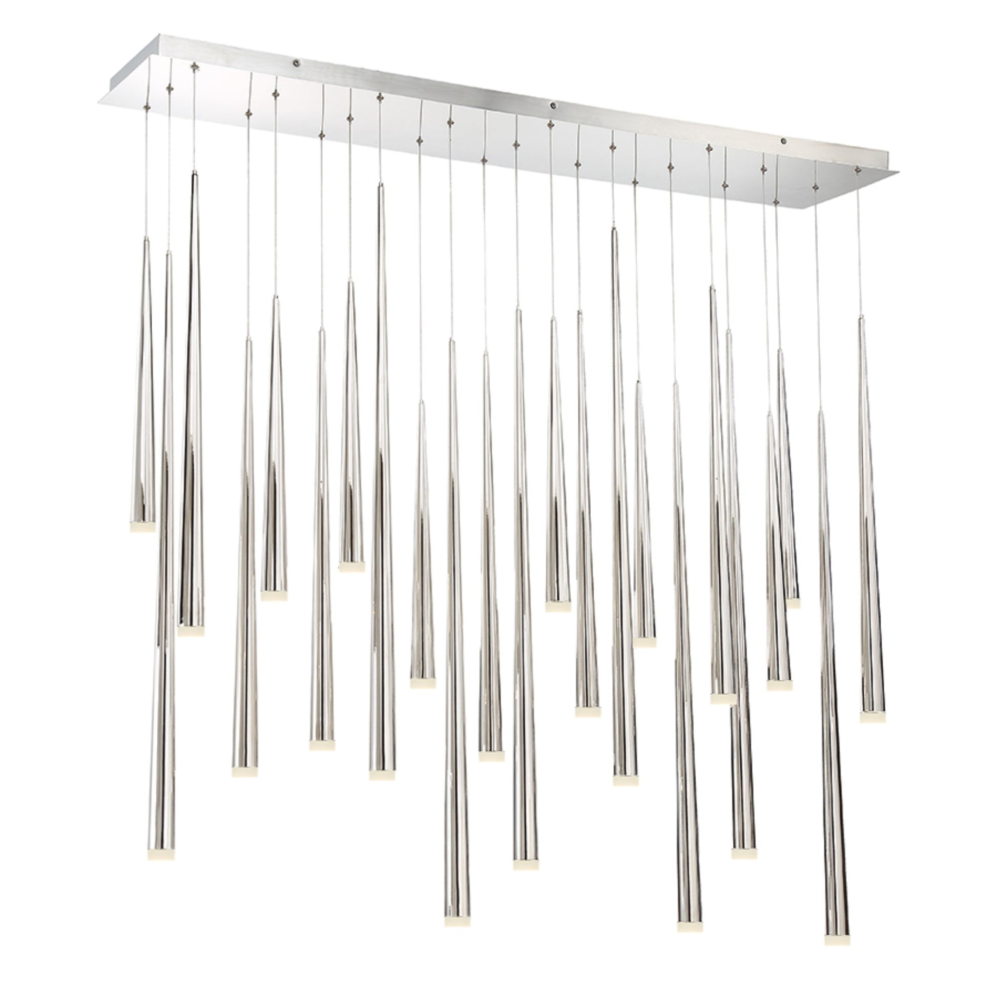 Cascade 40" 14-Light LED Pendant, Polished Nickel Finish, Etched Cap - Bees Lighting