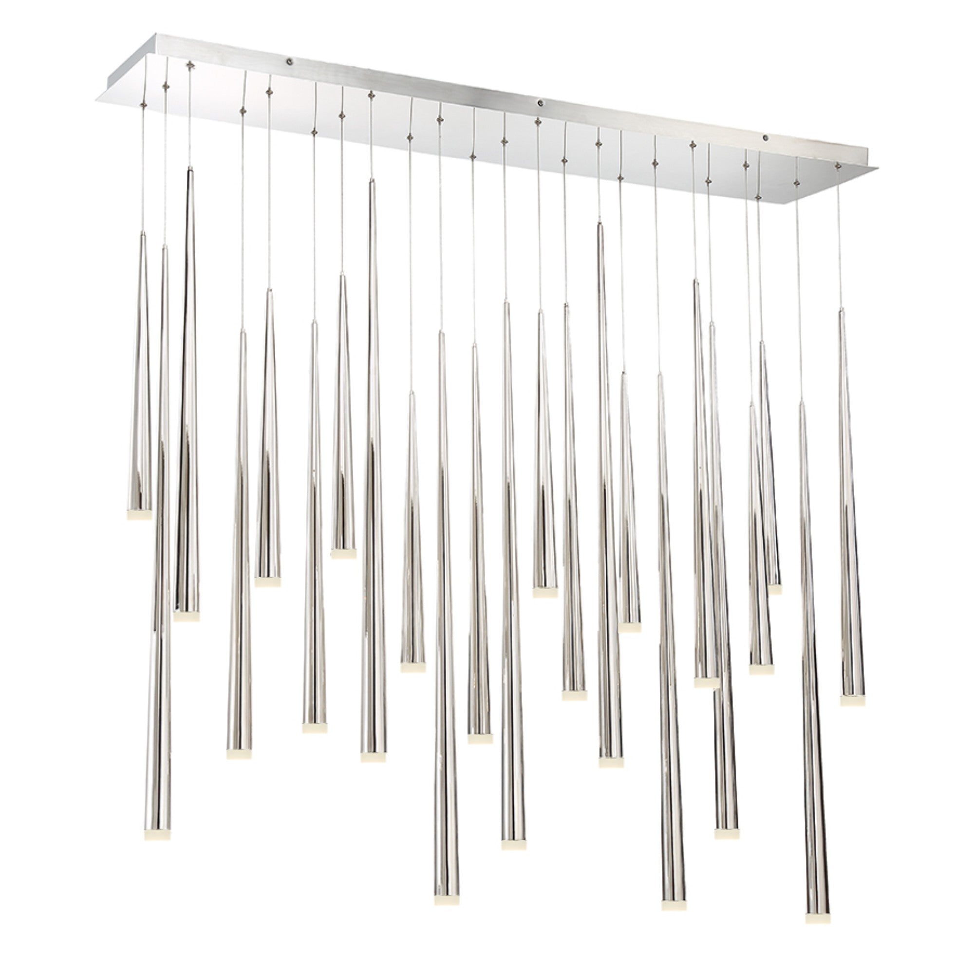 Cascade 40" 14-Light LED Pendant, Polished Nickel Finish, Etched Cap - Bees Lighting