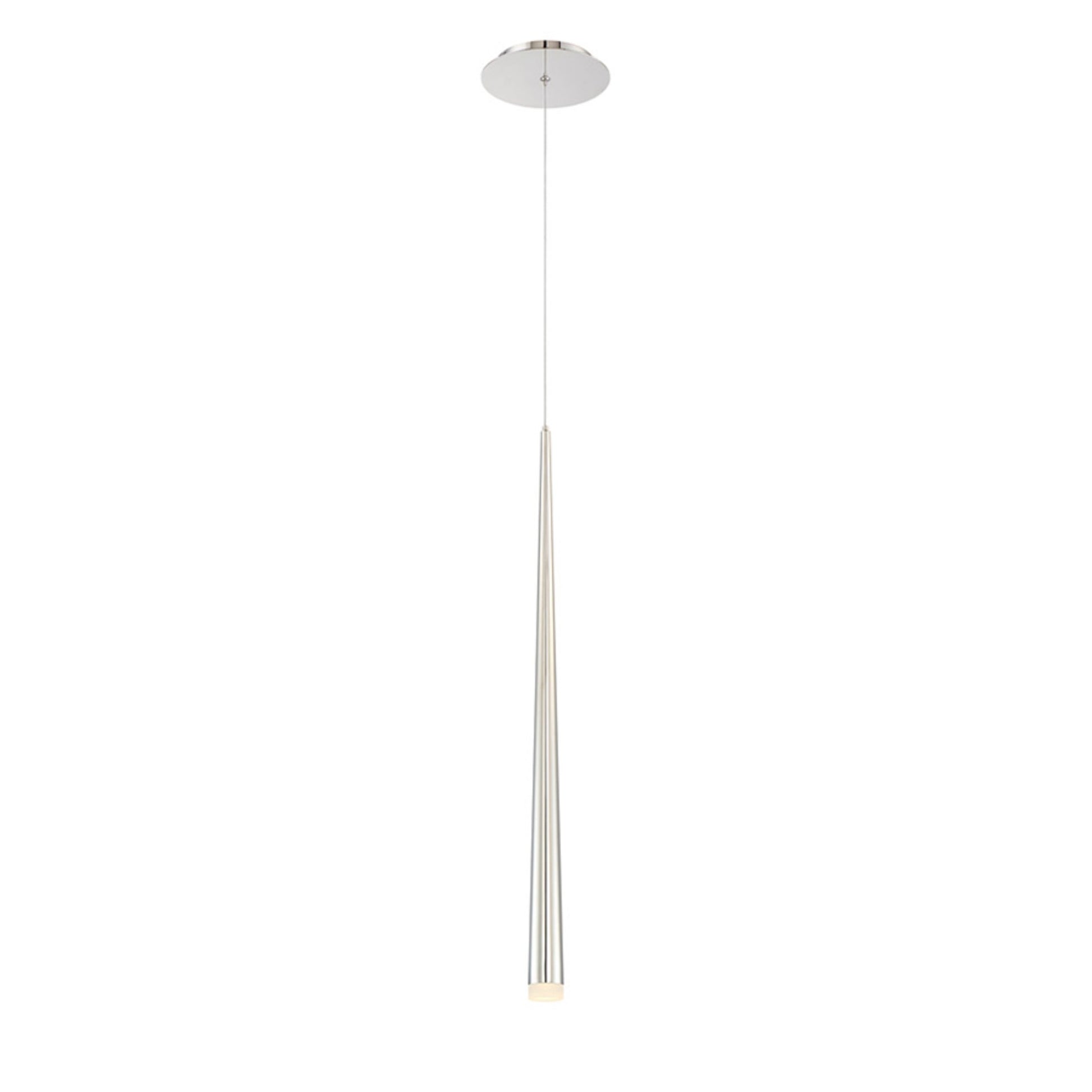 Cascade 28" LED Mini Pendant, Polished Nickel Finish, Etched Cap - Bees Lighting