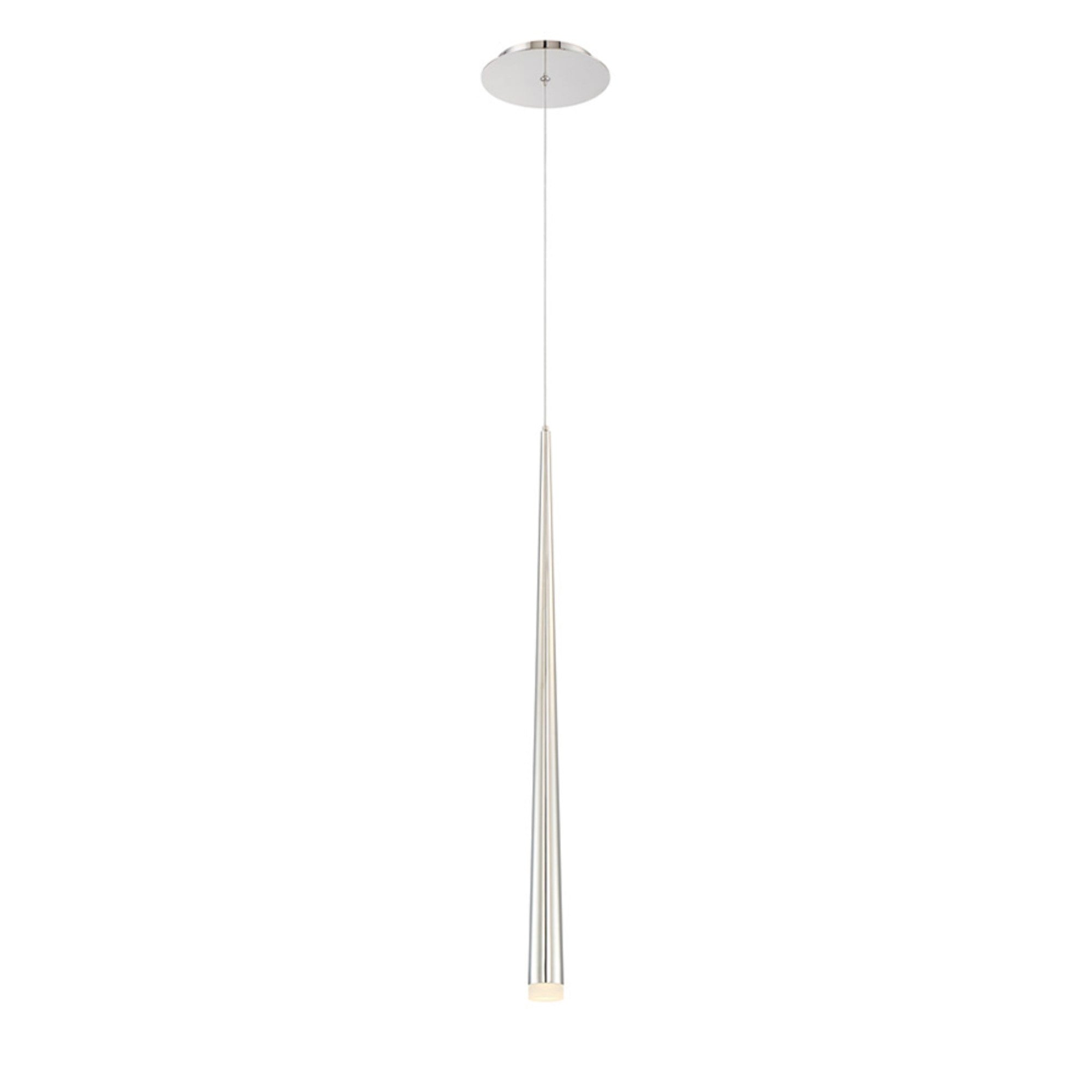Cascade 28" LED Mini Pendant, Polished Nickel Finish, Etched Cap - Bees Lighting