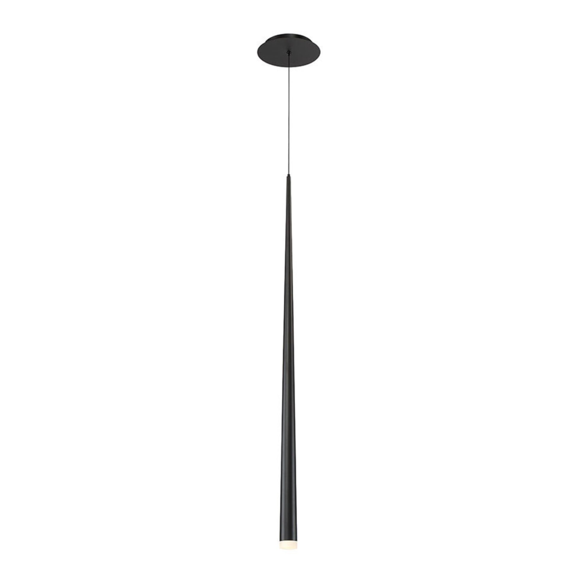 Cascade 37" LED Mini Pendant, Black Finish, Etched Cap - Bees Lighting