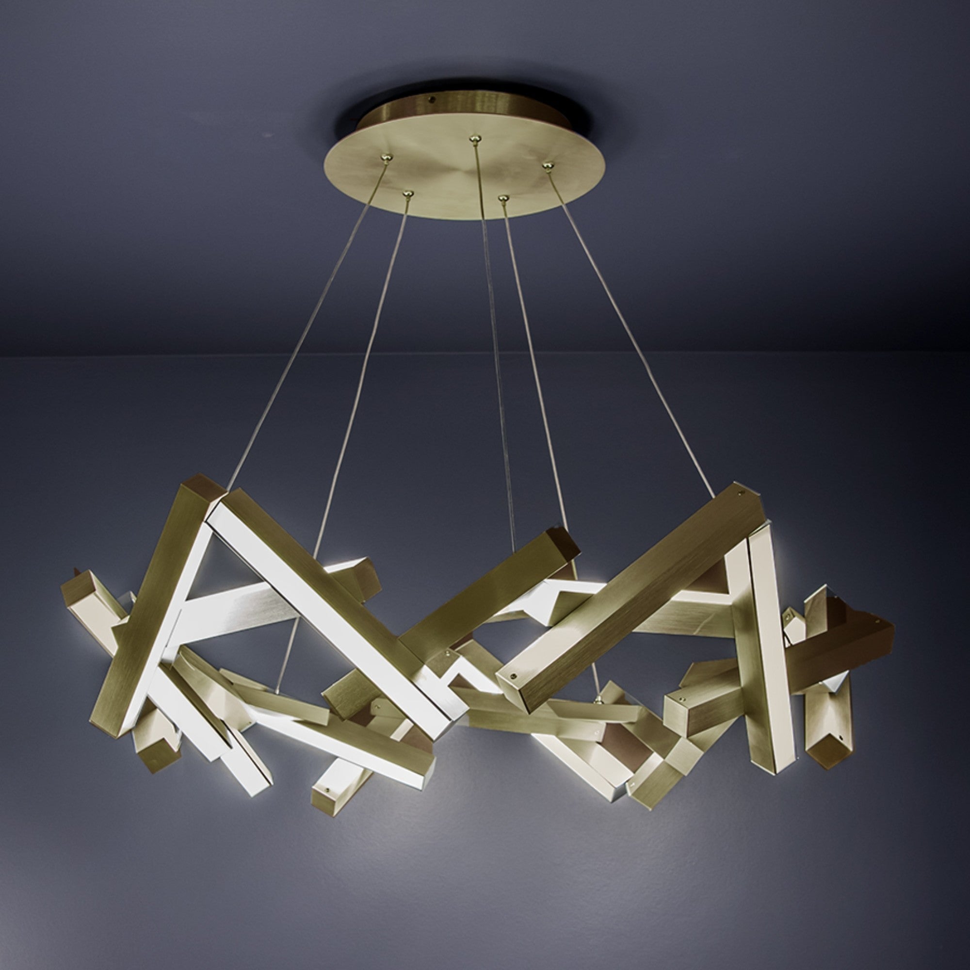 Chaos 34" LED Chandelier, Aged Brass Finish - Bees Lighting