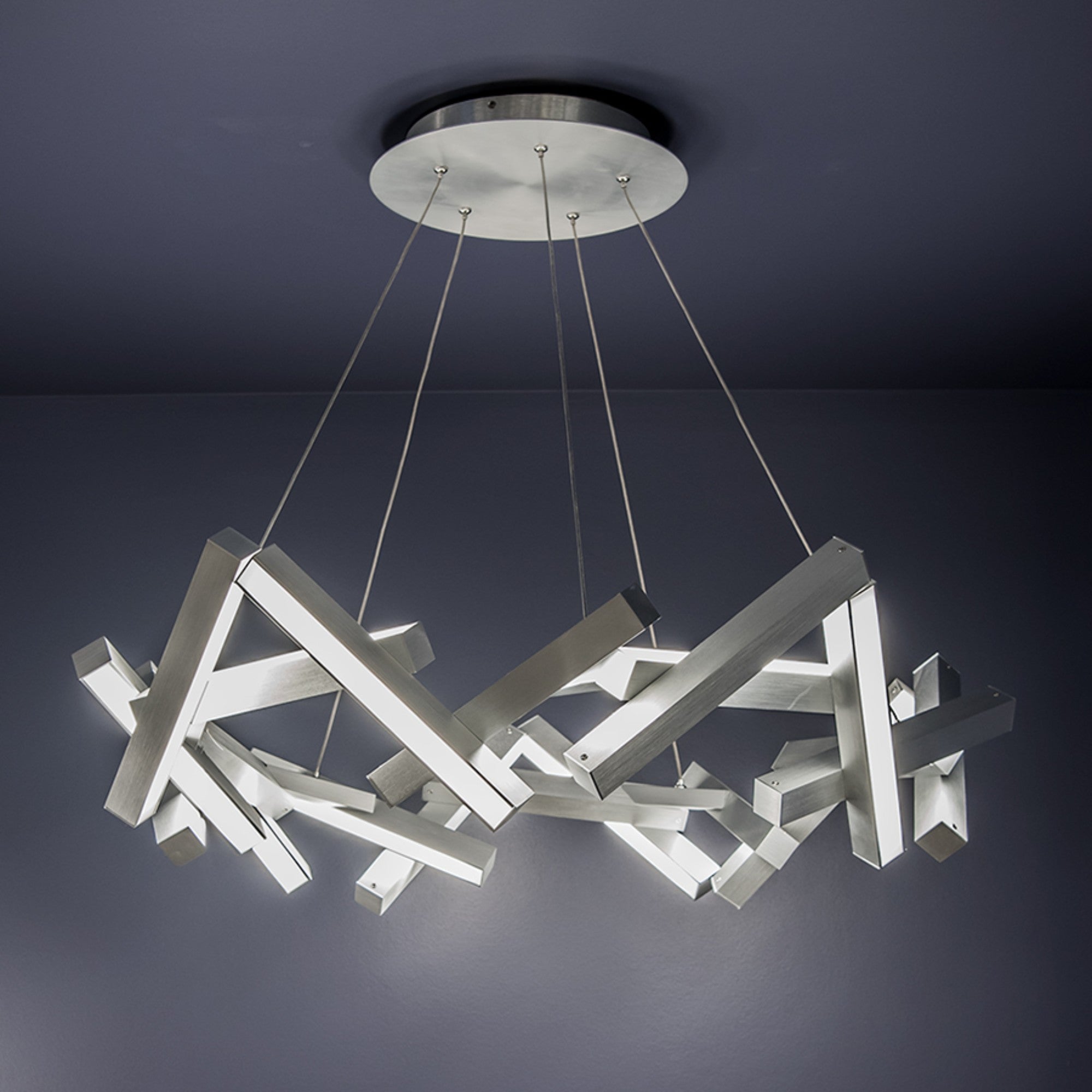 Chaos 34" LED Chandelier, Brushed Aluminum Finish - Bees Lighting
