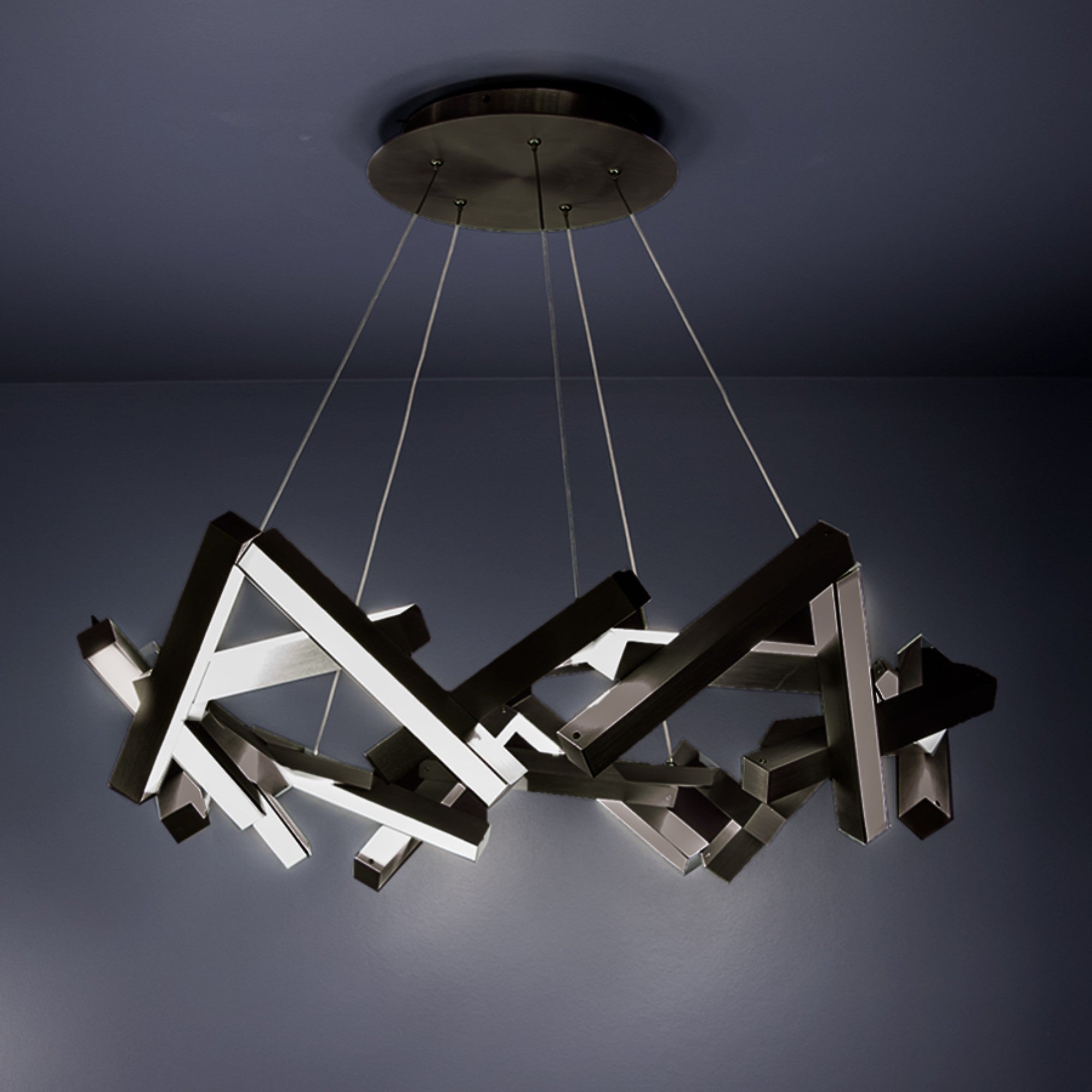 Chaos 34" LED Chandelier, Black Finish - Bees Lighting