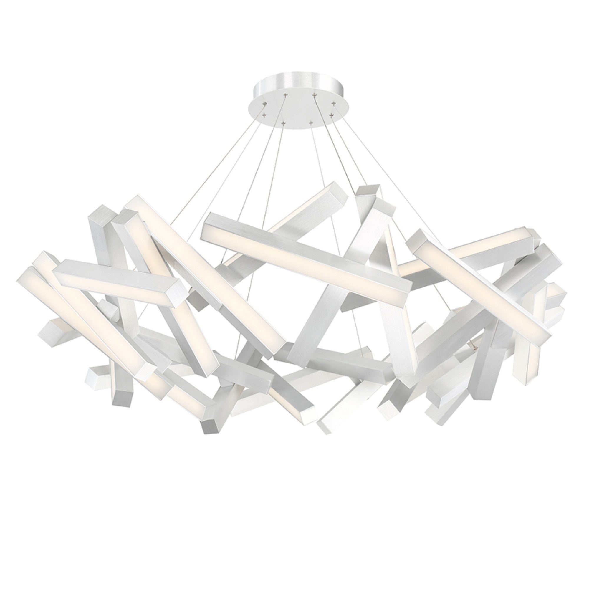 Chaos 61" LED Chandelier, Brushed Aluminum Finish - Bees Lighting