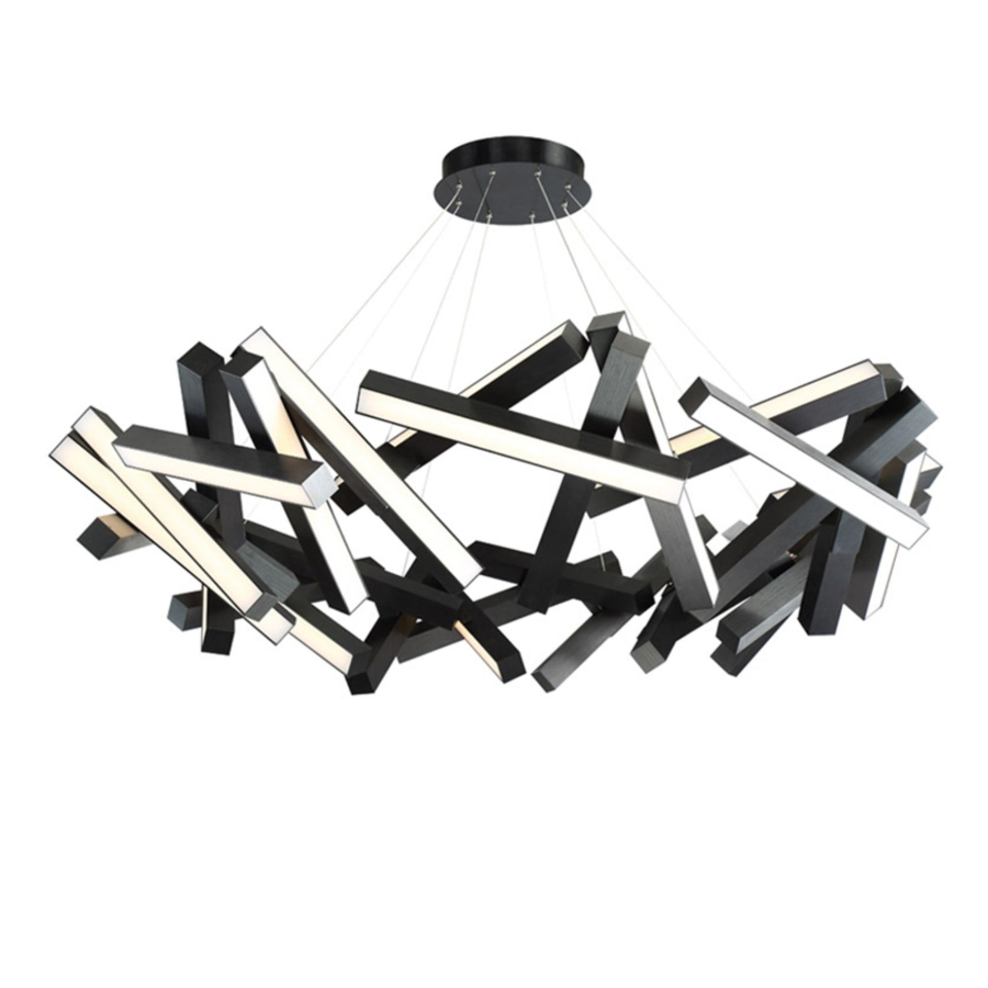Chaos 61" LED Chandelier, Black Finish - Bees Lighting