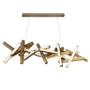 Chaos 72" LED Linear Pendant, Aged Brass Finish - Bees Lighting