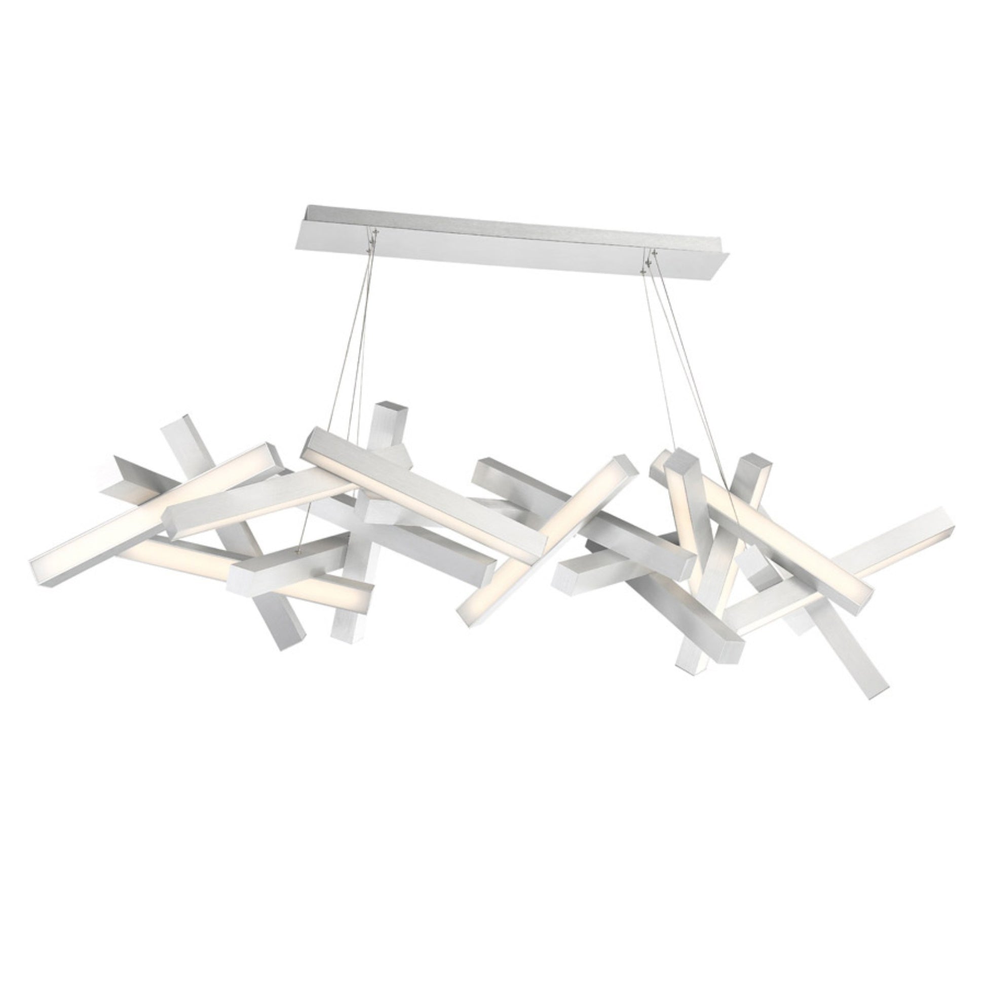 Chaos 72" LED Linear Pendant, Brushed Aluminum Finish - Bees Lighting