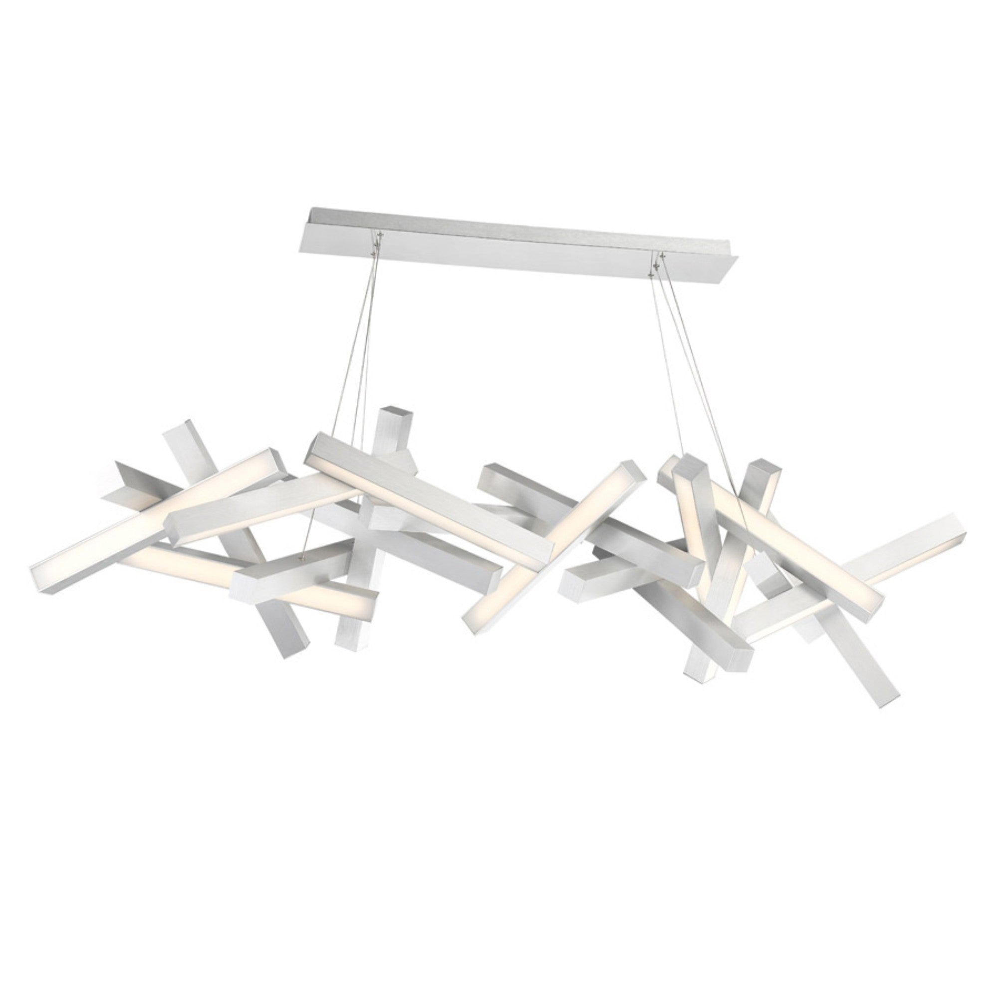 Chaos 72" LED Linear Pendant, Brushed Aluminum Finish - Bees Lighting