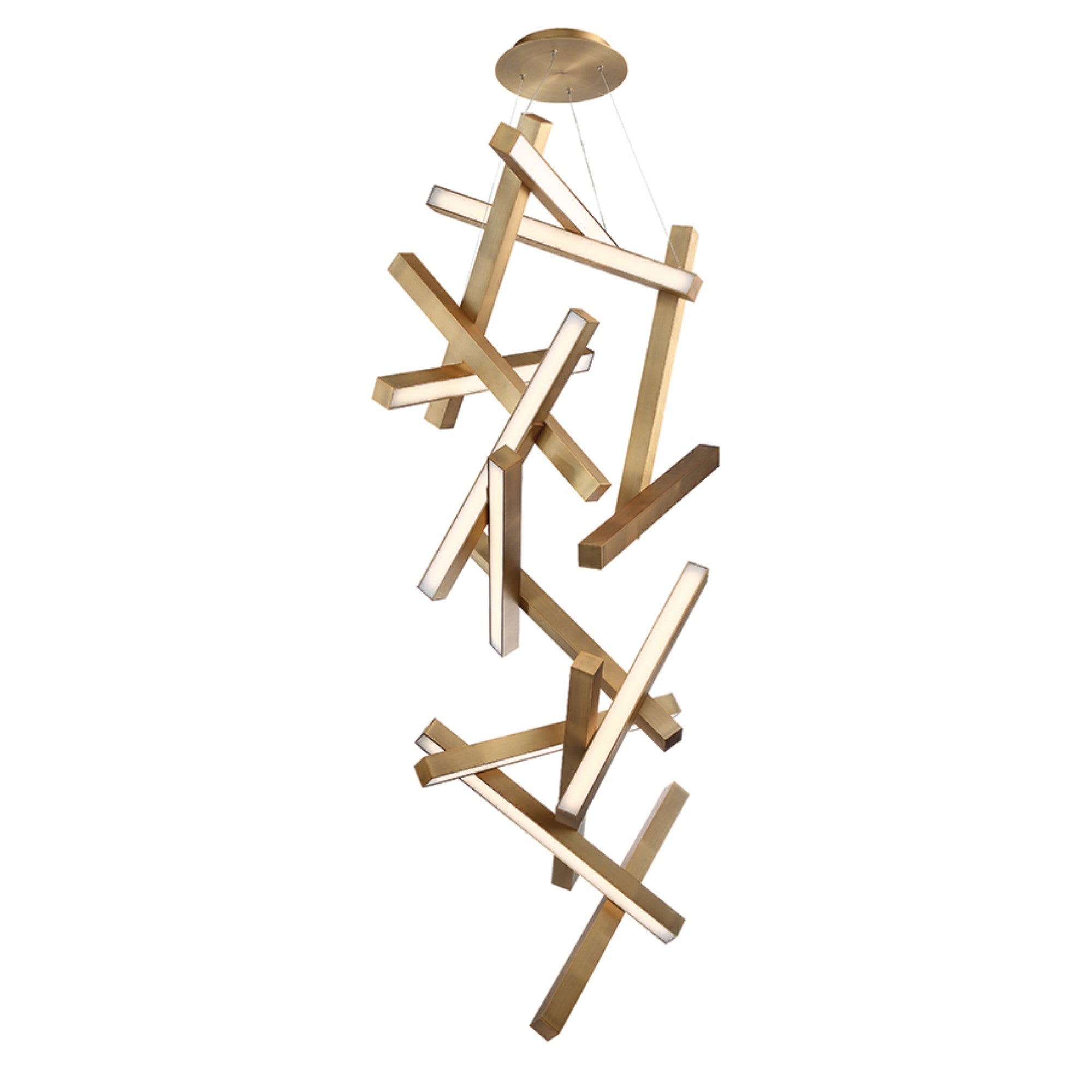 Chaos 75" LED Chandelier, Aged Brass Finish - Bees Lighting