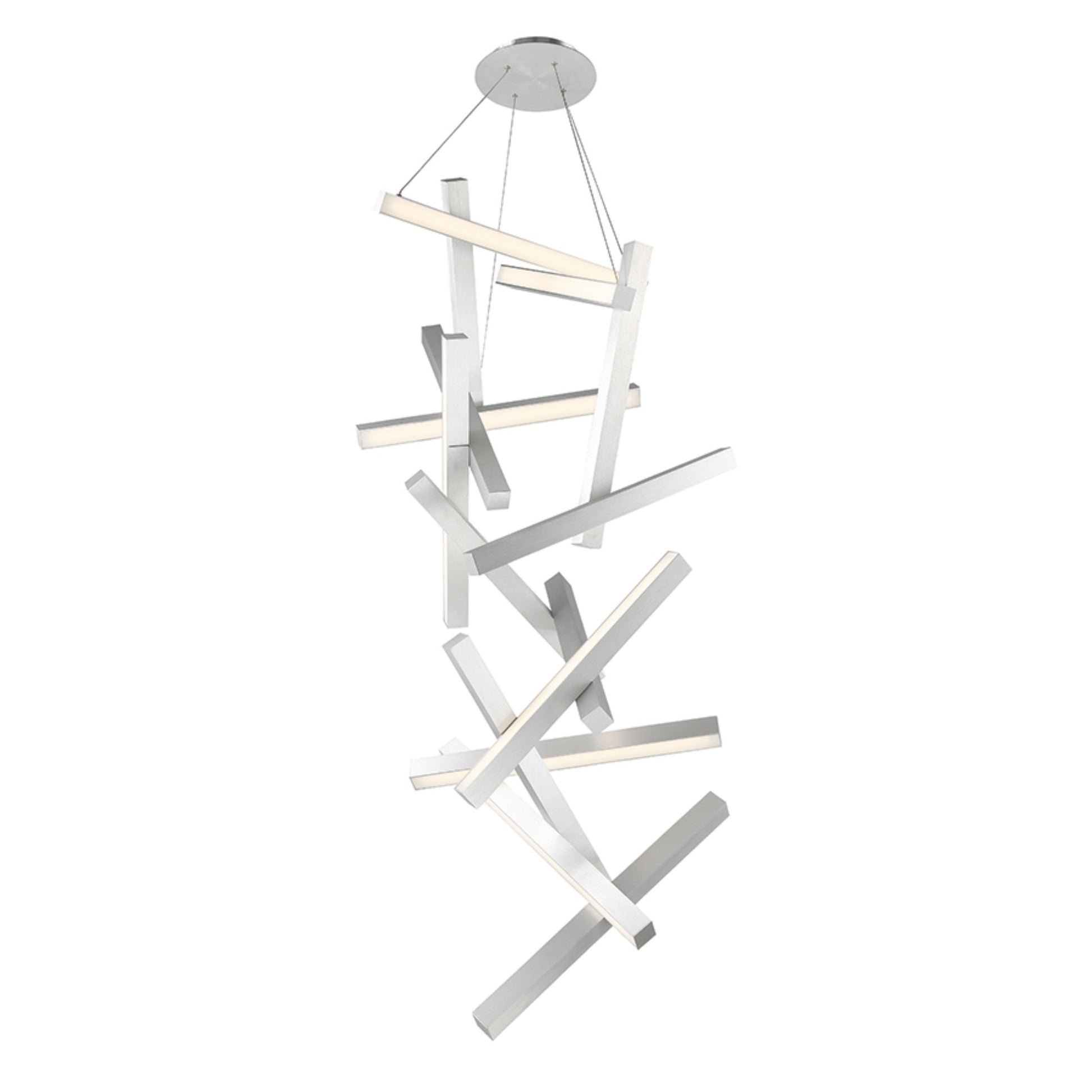 Chaos 75" LED Chandelier, Brushed Aluminum Finish - Bees Lighting