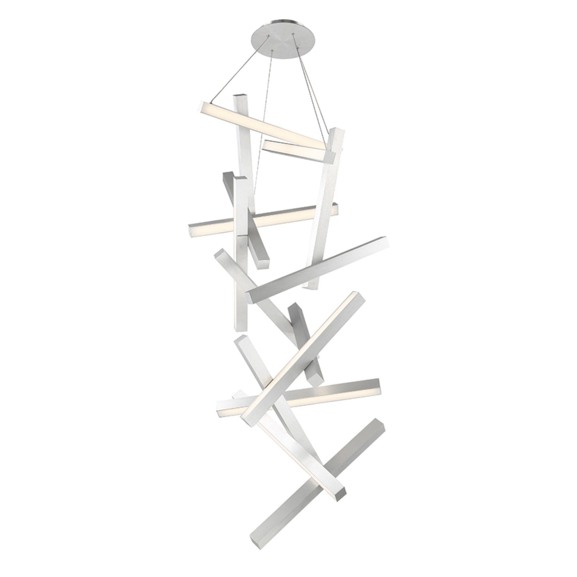 Chaos 75" LED Chandelier, Brushed Aluminum Finish - Bees Lighting