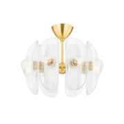 Hilo 22" 8 Lights Semi-Flush Mount Aged Brass Finish - Bees Lighting