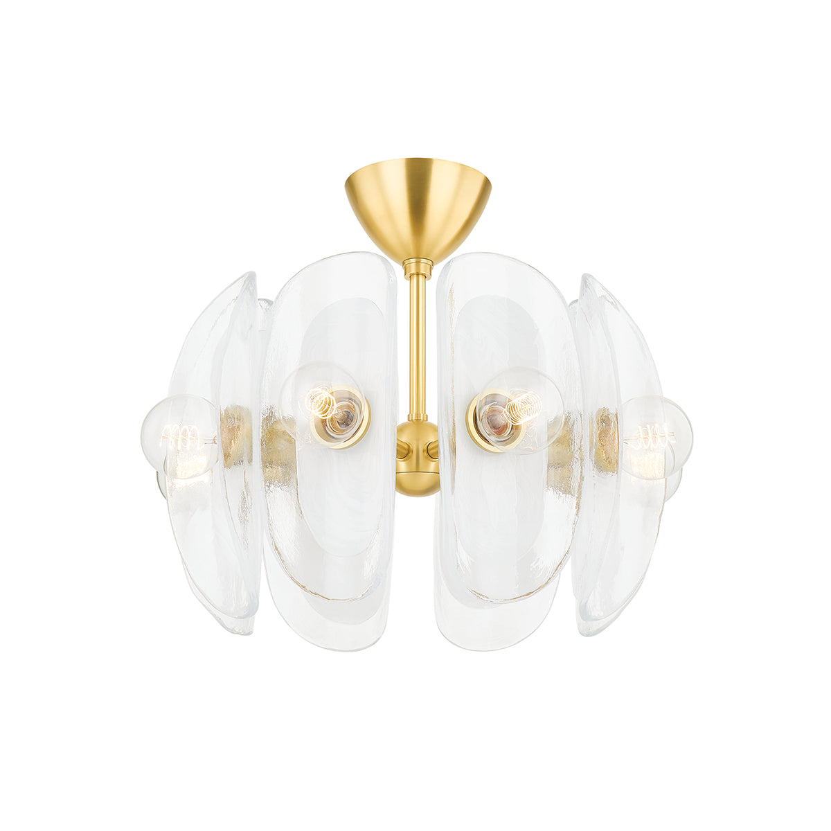 Hilo 22" 8 Lights Semi-Flush Mount Aged Brass Finish - Bees Lighting
