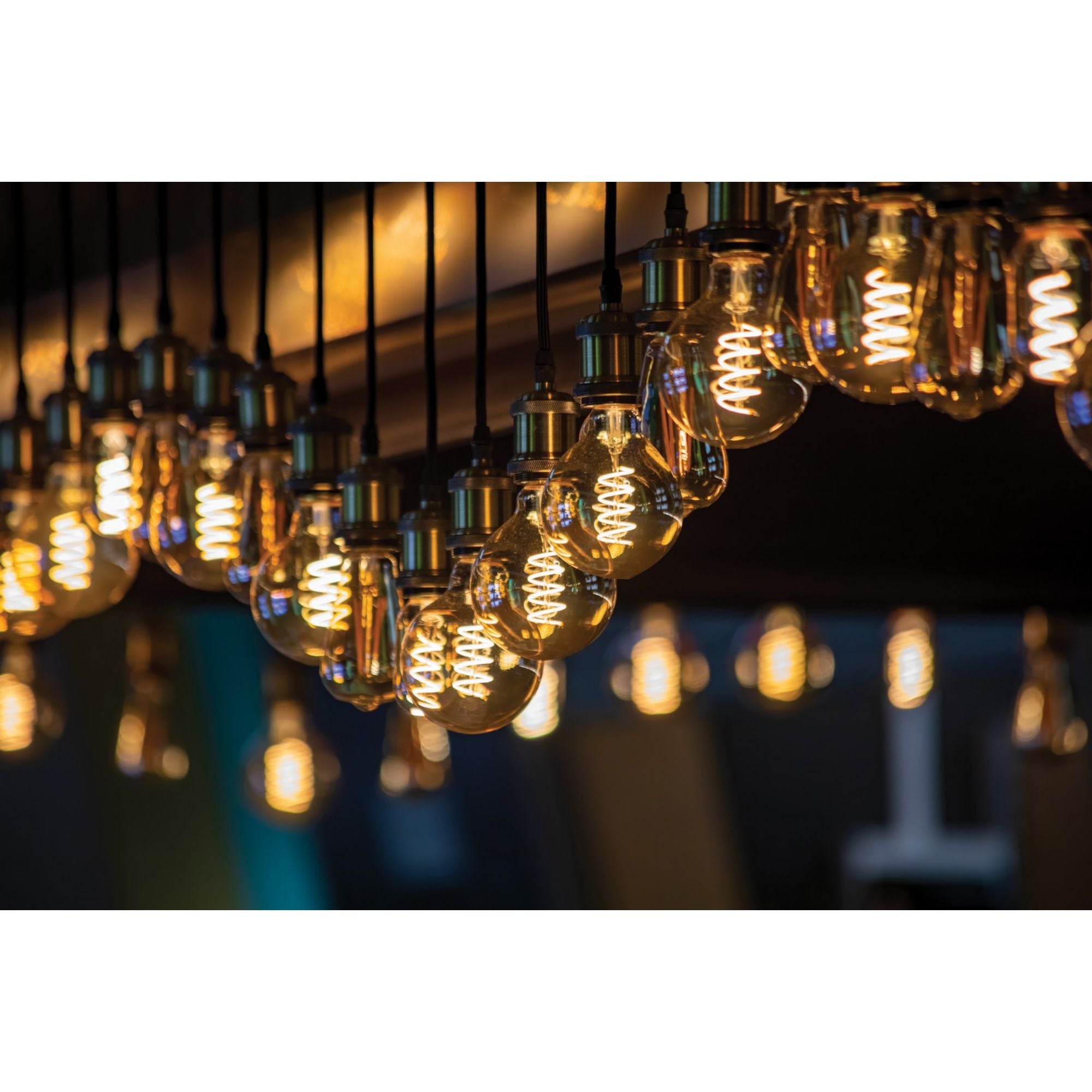 B10 Spiral LED Filament Bulb, 2 Watts, 90 Lumens, 2000K, E26 Medium Base, Amber Finish - Bees Lighting