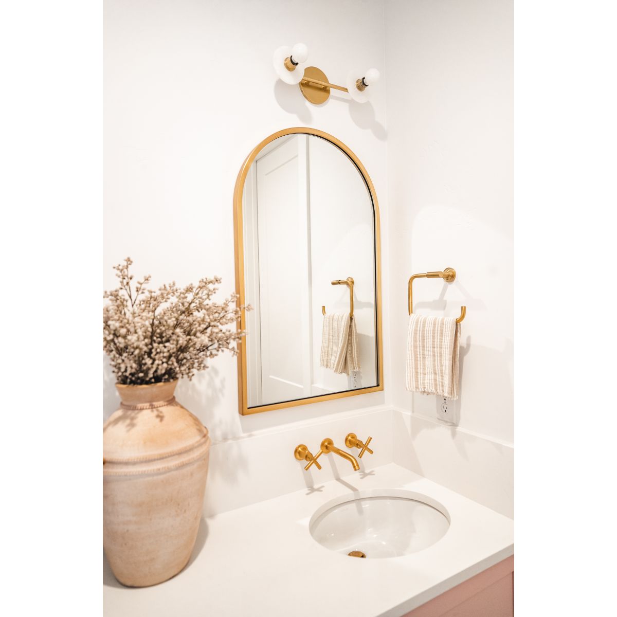 ELMONT 16 in. 2 lights Vanity Light Brass finish - Bees Lighting
