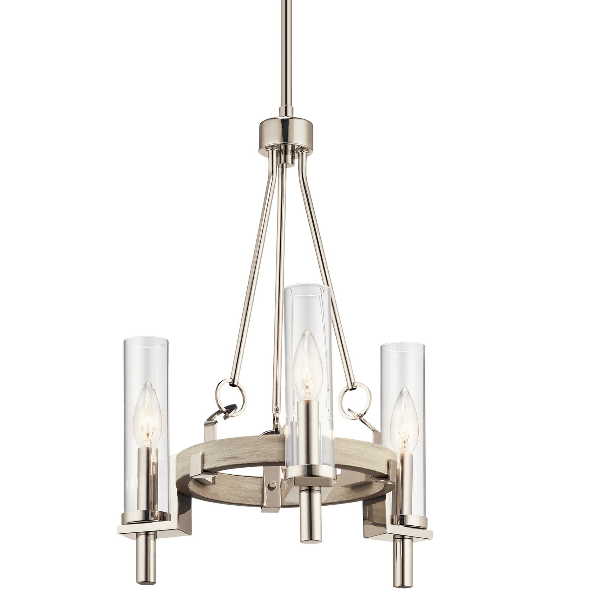 Telan 15" 3-Light Mini Chandelier, White Washed Wood Finish - Bees Lighting