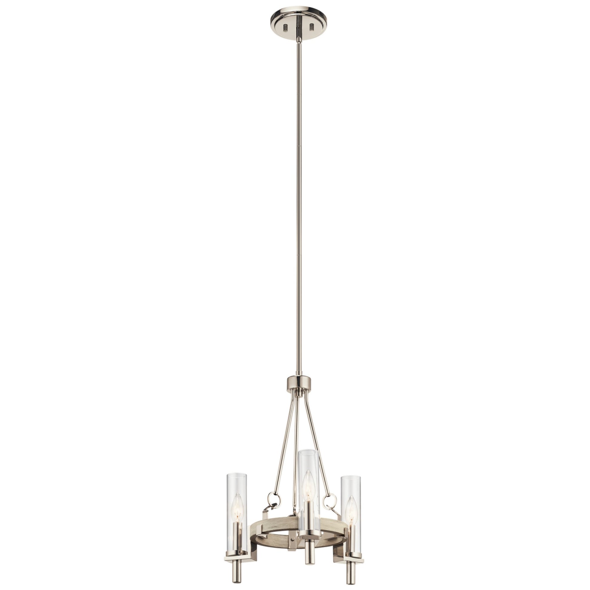 Telan 15" 3-Light Mini Chandelier, White Washed Wood Finish - Bees Lighting