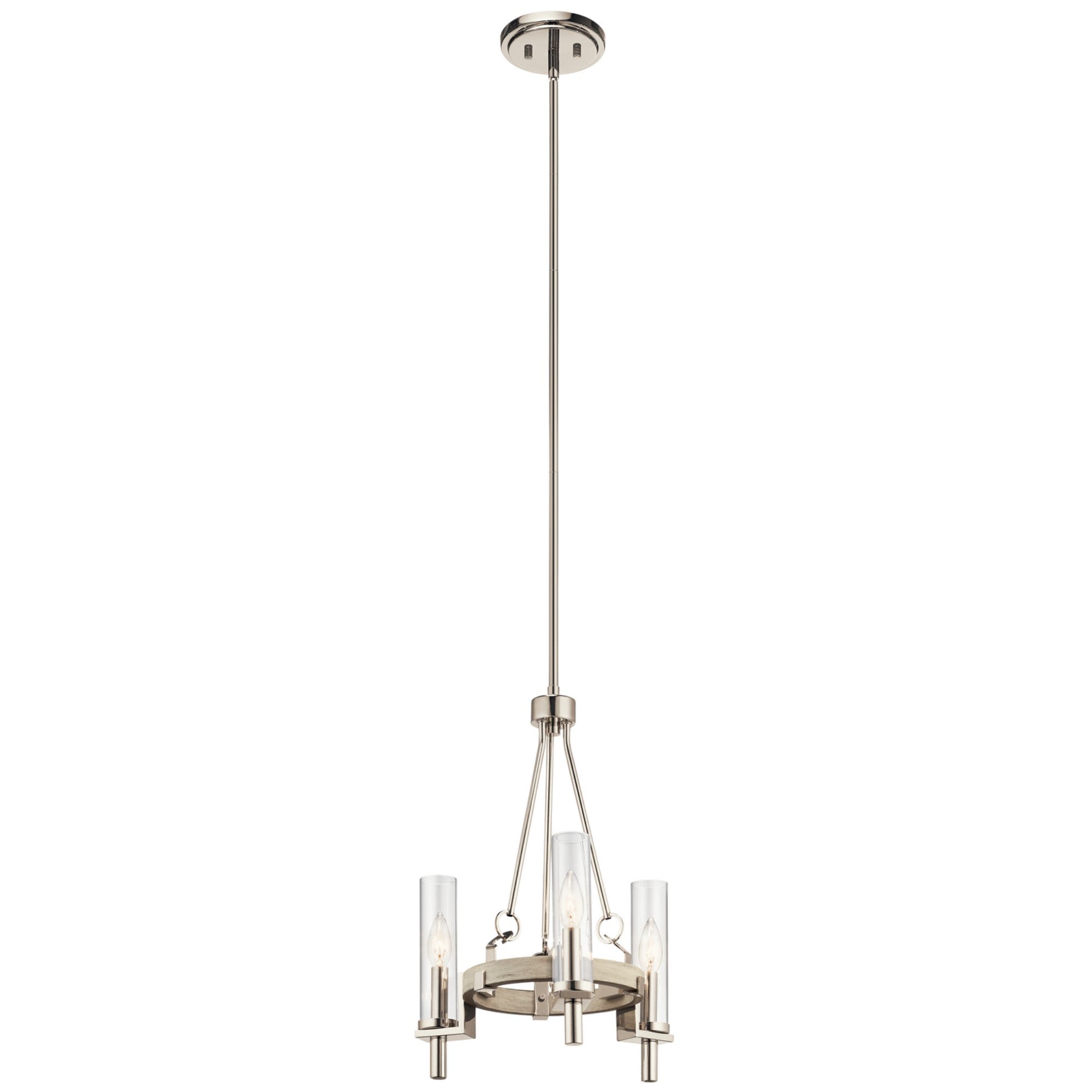 Telan 15" 3-Light Mini Chandelier, White Washed Wood Finish - Bees Lighting