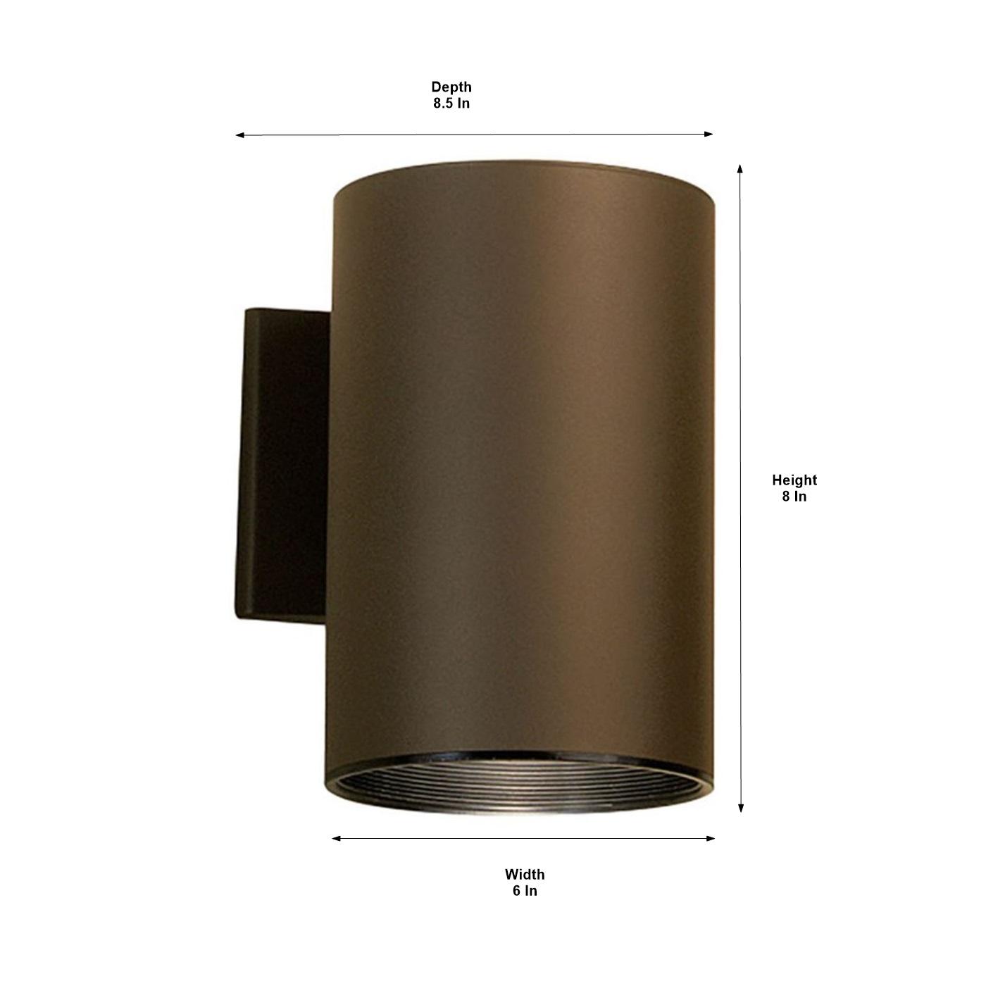 8 Inch 1 Light Outdoor Cylinder Armed Sconce Bronze Finish