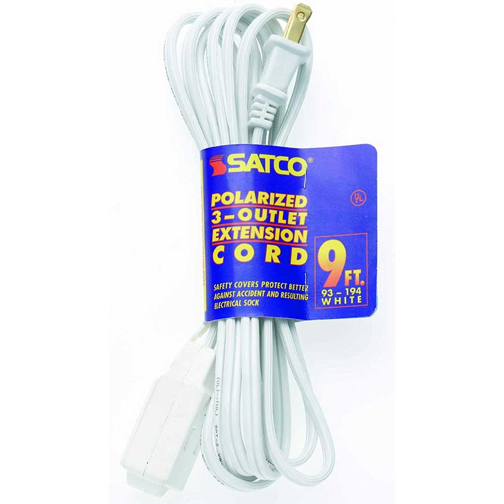 9 ft. Extension Cord 2 Prong, 16/2 Gauge SPT, 3 Outlets, White