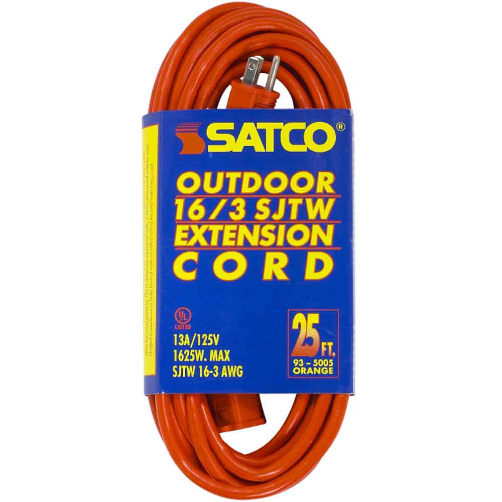 25 ft. Outdoor Heavy Duty Extension Cord 16/3 Gauge SJTW Orange