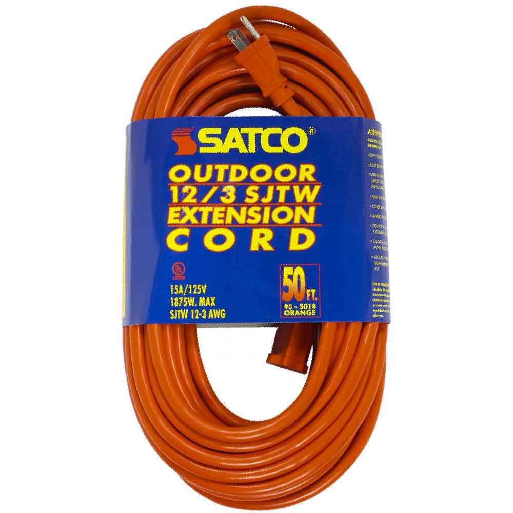 50 ft. Outdoor Heavy Duty Extension Cord 12/3 Gauge SJTW Orange