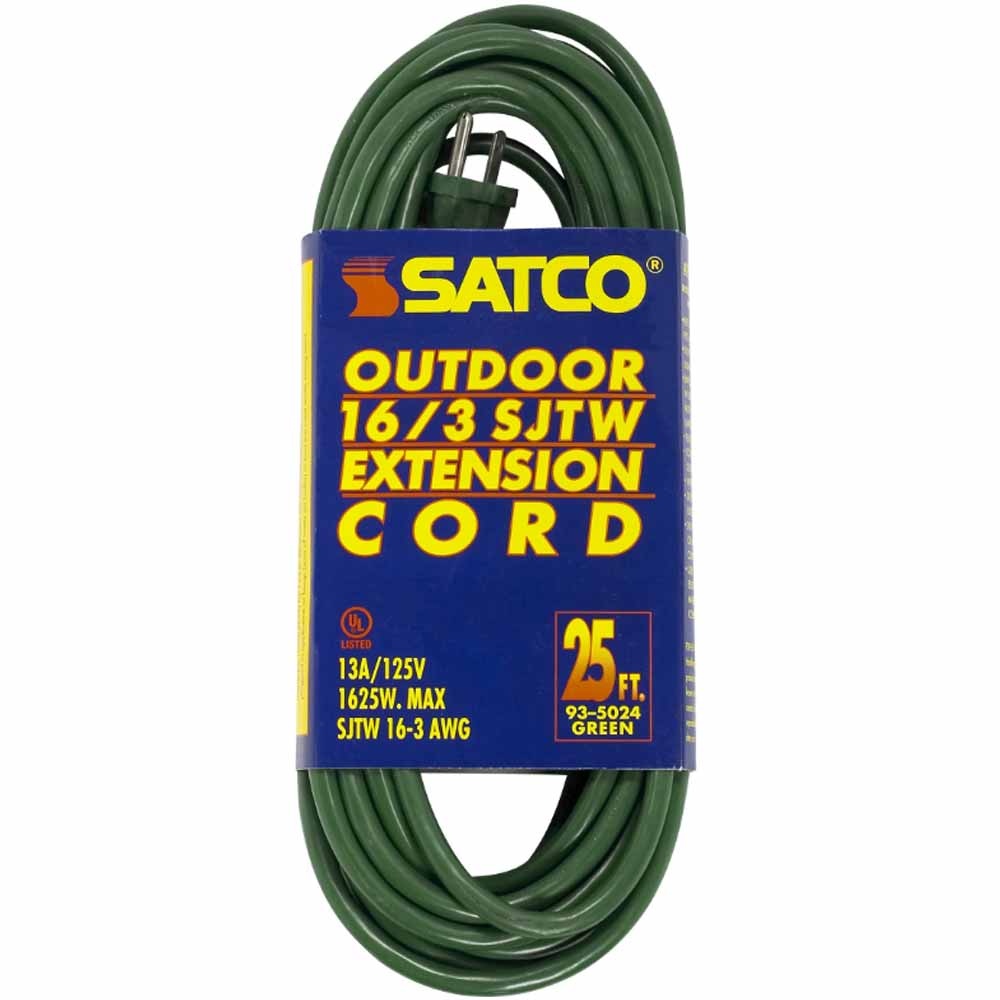 25 ft. Outdoor Heavy Duty Extension Cord 16/3 Gauge SJTW Green