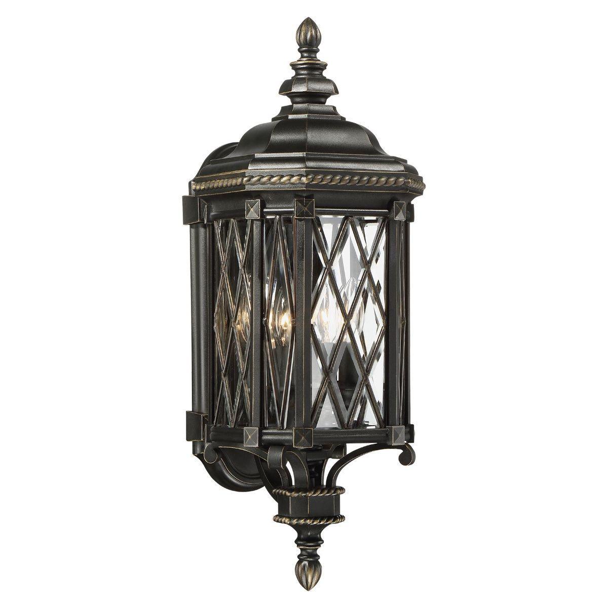 Bexley Manor 25 in. 4 Lights Outdoor Wall Lantern Black & Gold Finish