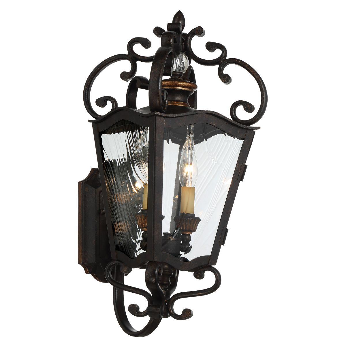 Brixton Ivey 21 in. 2 Lights Outdoor Wall Lantern Sand Coal with Honey Gold Finish