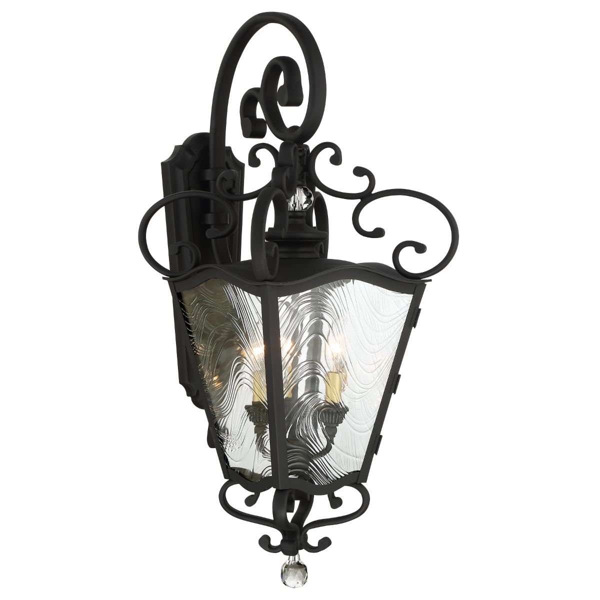 Brixton Ivey 32 in. 3 Lights Outdoor Wall Lantern Sand Coal with Soft Brass Finish - Bees Lighting