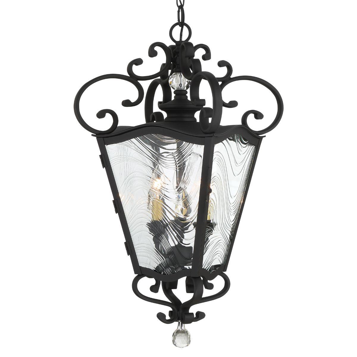Brixton Ivey 3 lights 13 in. Outdoor Hanging Lantern Coal & Soft Brass finish