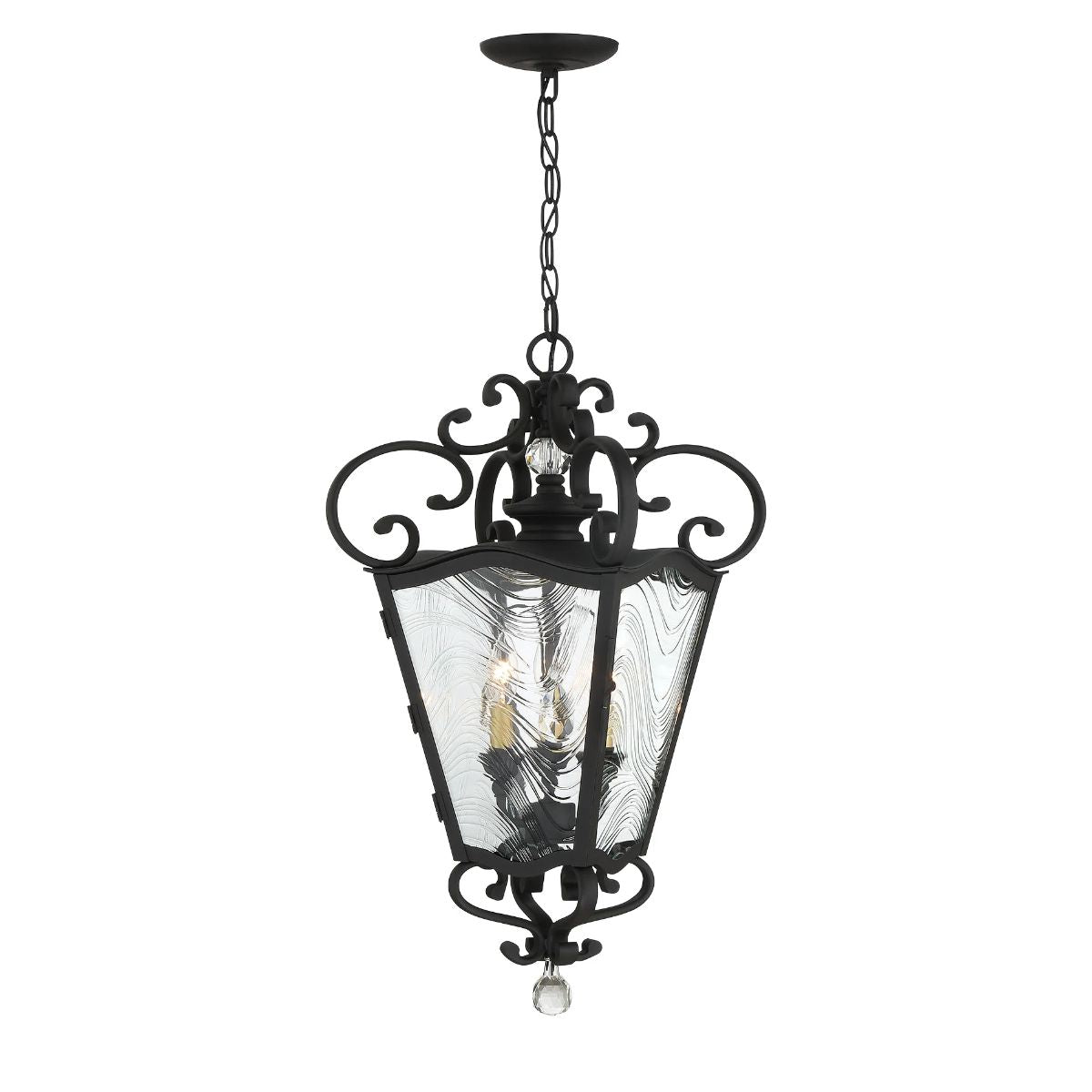 Brixton Ivey 3 lights 13 in. Outdoor Hanging Lantern Coal & Soft Brass finish