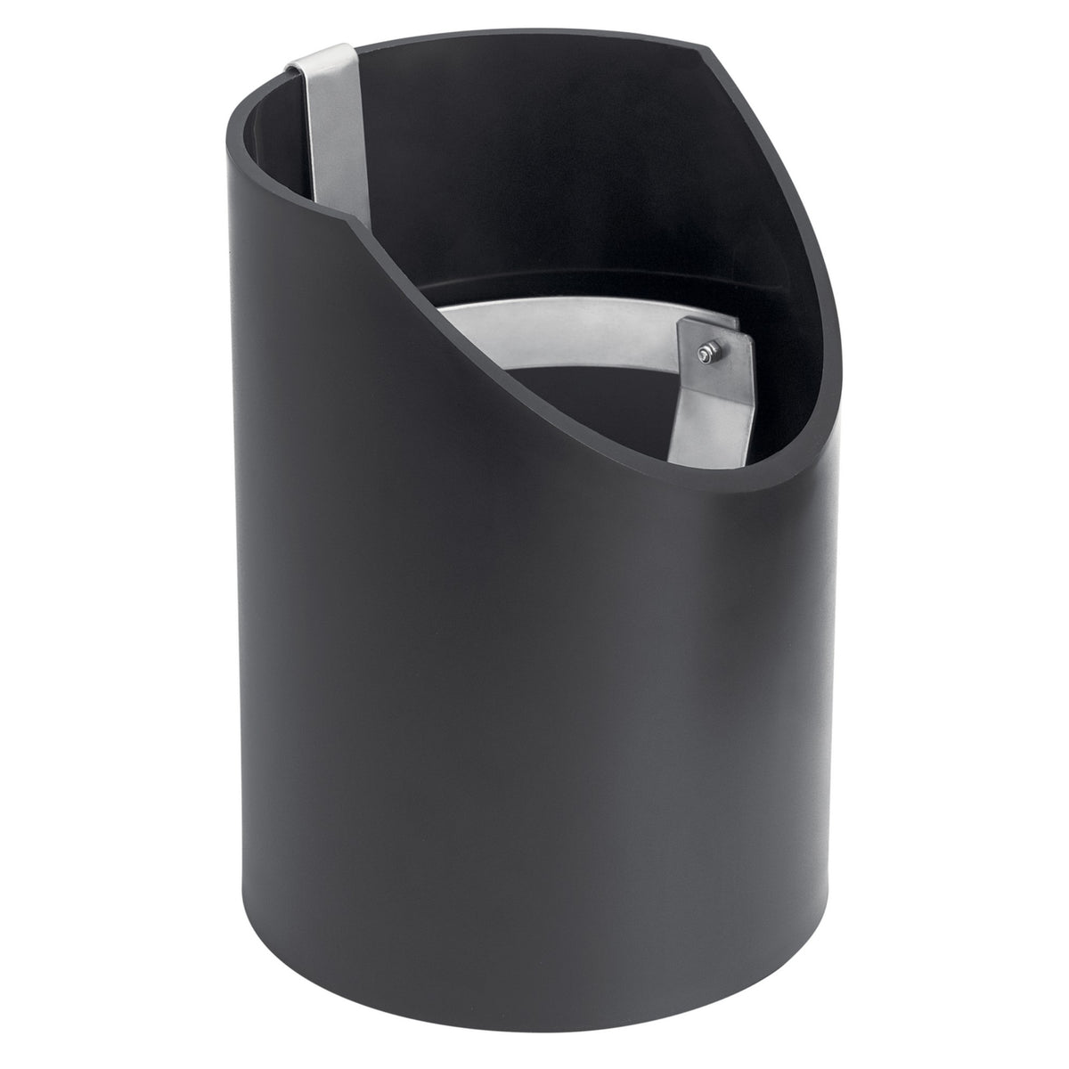 Black in-ground accent light with cylindrical housing and open top